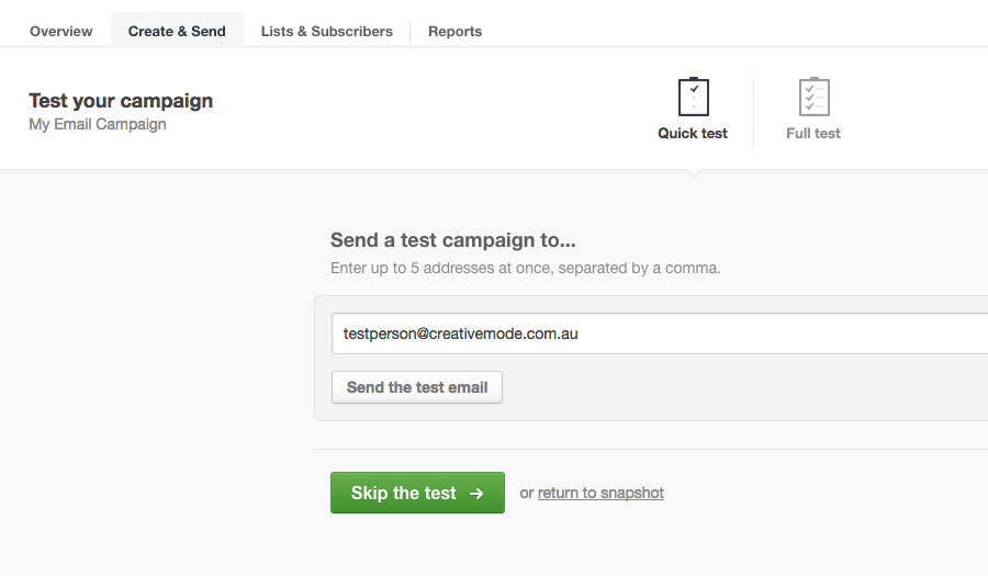 Testing email campaigns